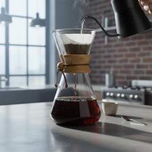Tarzı Cam Kahve Demleme Karafı 600 ml | Borosilikat Dayanıklı, Ahşap Manşetli | Pour Over Filtre Demleyici | Lezzetli ve Aromatik Kahve Deneyimi