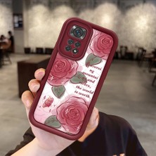 Ucuc Xiaomi Redmi Note 11/11S  Uyumlu Gül Bow Deseni Kamera Koruma ve Şok Emici Bordo Koruyucu Kılıf