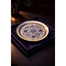 TB Osmanlı Tarzı Altın Yaldızlı Dekoratif Porselen Tabak – El Işçiliği Çiçek Motifli