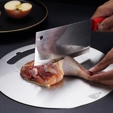 Yuvarlak Paslanmaz Çelik Kesme Tahtası Mutfak Piknik Için Inox 304 Kalite Antibakteriyel Küf Tutmaz Kolay Temizlenir Et Sebze Meyve Doğrama Tahtası Kesme Matı 25 cm