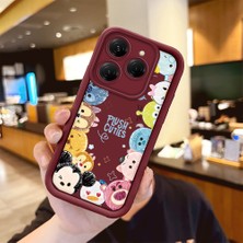 Ucuc Tecno Spark 20 Pro Uyumlu Burgundy Silikon Kılıf Sevimli Kartoon Desenli Kamerayı Koruyan Anti-Çarpma
