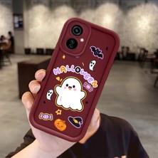 Ucuc Tecno Camon 19 Neo Uyumlu Burgundy Silikon Kılıf Sevimli Kartoon Desenli Kamerayı Koruyan Anti-Çarpma