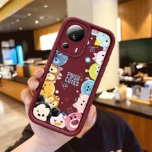 Ucuc Xiaomi 13 Lite Uyumlu Burgundy Silikon Kılıf Sevimli Kartoon Desenli Kamerayı Koruyan Anti-Çarpma