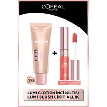 Luua L'oreal Paris Glotion 902 Light Glow Highlighter, Likit Aydınlatıcı + Lumi Blush Likit Allık - Glowy Gold Pink