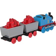 Thomas ve Arkadaşları Oyuncak Tren, Birinci Sınıf Süslemeleri, 2 Döner Tekerlekli Yük Vagonu ve Kırmızı Kristal Kargosuyla Mattel'in 80. Yılı Küçük Metal Lokomotif, JFV72