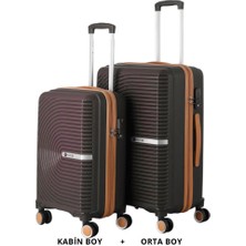 Mçs Bavul Orta ve Kabin 2li Set Silikon Valiz V374 Kahve/şamp