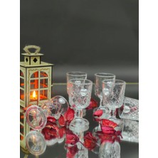 KirLinova Prizma Desenli Kalp Detaylı Cam Kahve Yanı Bardak Takımı (6’lı)