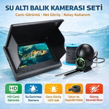 Qasul 4.3 Inç IPS Ekranlı Balık Bulucu Kamera 30M Kablolu  IP68 Su Geçirmez  Gece Görüşlü Olta Üzeri Takılabilir