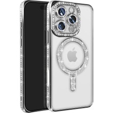 Starseven Iphone 16 Kılıf Joke Simli Magneticsafe Kılıf - Gümüş