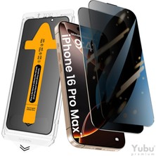 Yubu iPhone 16 Pro Max Uyumlu Kolay Uygulama Aparatlı Hayalet Tam Kapatan Cam Ekran Koruyucu