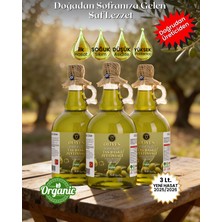 Olives %100 Doğal Taş Baskı Erken Hasat Premium Zeytinyağı 3 Lt (1 Lt x 3  Cam Şişe)