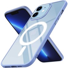 Efura iPhone 12 Kılıf Wireless Şarj Özellikli Efr Krom Magsafe Silikon Kapak-Lila