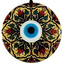 Die Grup Lale Desenli Altın Varaklı Nazar Boncuklu Füzyon Cam Duvar Dekoru DIEGRP-RSETT34