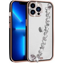 Efura iPhone 13 Pro Kılıf Taş Süslemeli Kamera Korumalı El Tutamaçlı Efr Blazer Kapak-Siyah