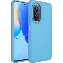 Efura Huawei Nova 9 Se Kılıf Metal Çerçeve ve Buton Tasarımlı Silikon Efr Luna Kapak-Sierra Mavi