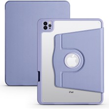 Efura iPad Air 11 2025 M3 Kılıf Efr Termik Kalem Bölmeli Dönebilen Standlı Kılıf - Lavendery Gray