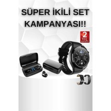 Kablosuz Bluetooth Kulaklık ve Kordon Hediyeli Akıllı Saat Nabız Ölçer Uzun Pil Ömrü - Bamido