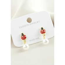 Die Grup Uğur Böceği Mineli Inci Küpe DIE-GRPBJT34