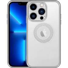 Efura iPhone 13 Pro Kılıf Kamera Korumalı Logo Gösteren Efr Esta Kapak-Gümüş