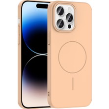 Efura iPhone 14 Pro Max Kılıf Magsafe Şarj Özellikli Efr Ruby Silikon Kapak - Desert Titanyum
