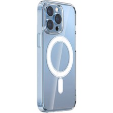 Efura Apple iPhone 15 Pro Max Kılıf Magsafe Şarj Özellikli Şeffaf Sert Pc Efr Embos Kapak-Renksiz
