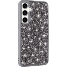 Efura Galaxy S24 Kılıf Parlak Taşlı Tasarım Efr Pırlanta Kapak-Gri
