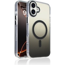 Efura iPhone 16 Plus Kılıf M-Safe Şarj Özellikli Transparan Renk Geçişli Zore Toros Kapak - Siyah
