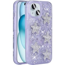 Efura Apple iPhone 14 Kılıf Airbagli Simli Arka Yüzey Efr Işıltı Silikon Kapak-Lila