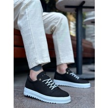 Baybonza BA0152 Bağcıklı Yüksek Taban Siyah Keten Erkek Ayakkabı