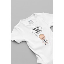 Overoz Patron Bebek Panik Yok Dayım Halleder Baskılı Beyaz Bebek Body Zıbın 5184