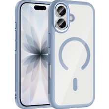 Efura iPhone 17 Kılıf M-Safe Şarj Özellikli Metal Kamera Çerçeveli Zore Tiko Kapak - Mavi