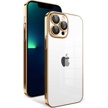 Efura Apple iPhone 13 Pro Max Kılıf Kamera Korumalı Renkli Çerçeveli Efr Garaj Kapak-Gold