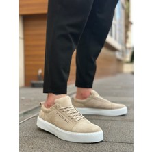 Baybonza BA0104 Bağcıklı Krem Süet Beyaz Taban Spor Klasik Erkek Ayakkabı