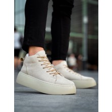 Baybonza LE10 Bağcıklı Erkek Yüksek Taban Ithal Süet Krem Spor Bot