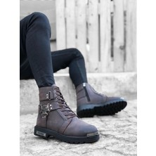 Baybonza BA0080 Gladyatör Fermuarlı Tokalı Kahverengi Erkek Klasik Spor Klasik Yarım Bilek Bot