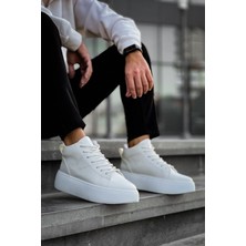 Baybonza LE10 Bağcıklı Erkek Yüksek Taban Beyaz Spor Bot