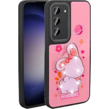 Efura Galaxy S23 Kılıf Parlayan Kabartmalı Ikonik Figürlü Efr Amas Silikon Kapak-Pembe