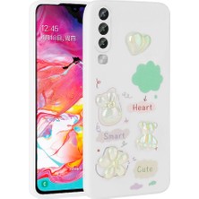 Efura Galaxy A70 Kılıf Kabartma Figürlü Parlak Efr Toys Silikon Kapak-Beyaz