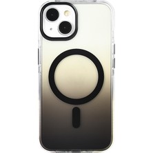 Efura iPhone 14 Kılıf M-Safe Şarj Özellikli Transparan Renk Geçişli Efr Toros Kapak - Siyah