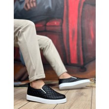 Baybonza BA0353 Bağcıksız Kapitone Siyah Beyaz Taban Günlük Erkek Ayakkabı