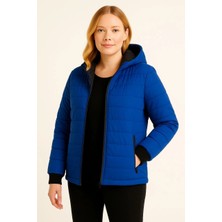 Beta Moda Hub Şişme Kapüşonlu Fermuarlı Mont Su Itici Kapitone Astarlı Kumaş Cepli Kışlık Rahat Kalıp