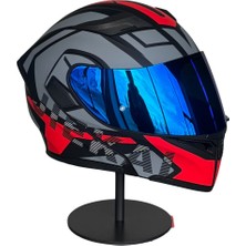 Scharf 902 Çene Açılır Motosiklet Kaskı – Güneş Gözlüklü (Dark Blue Vizörlü) H1 Red