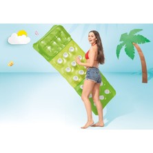 Intex Renklı Bardaklı YATAK188X71 cm  (El Pompası 29 cm Hediyemizdir)