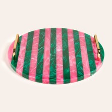 Zsa Zsa Zsu Tanda Reçine Tepsi 35x35x6 Cm Yeşil - Pembe