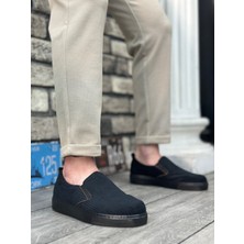 Baybonza BA0339 Bağcıksız Kadife Siyah Siyah Taban Günlük Erkek Ayakkabı