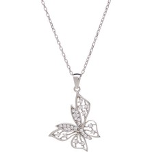 Nagiss Kelebek Zirkon Taşlı Model-3 925 Ayar Gümüş Kadın Kolye