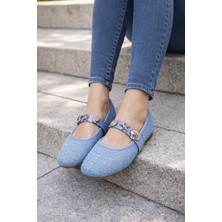 ModaFrato Caprı Tiftikli Turalı Babet Günlük Kadın Ayakkabı Mary Jane Ev Babeti