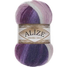 Alize Angora Goldbatik (1 Adet) Mor-Krem-Pembe Renkli El Örgü Ipliği