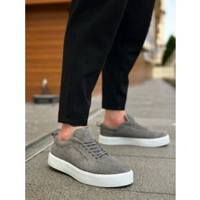 Baybonza BA0104 Bağcıklı Gri Süet Beyaz Taban Spor Klasik Erkek Ayakkabı