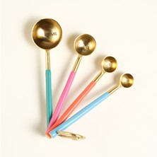 Zsa Zsa Zsu Tanda Çelik Ölçü Kaşık Seti 15x4x2 Cm Altın - Renkli